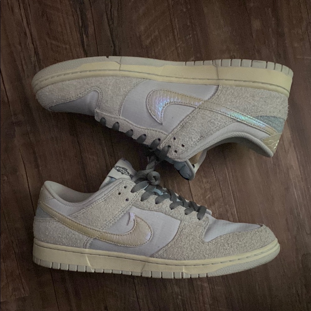 Nike Dunk Fish Sneakers Grey Cream and Blue